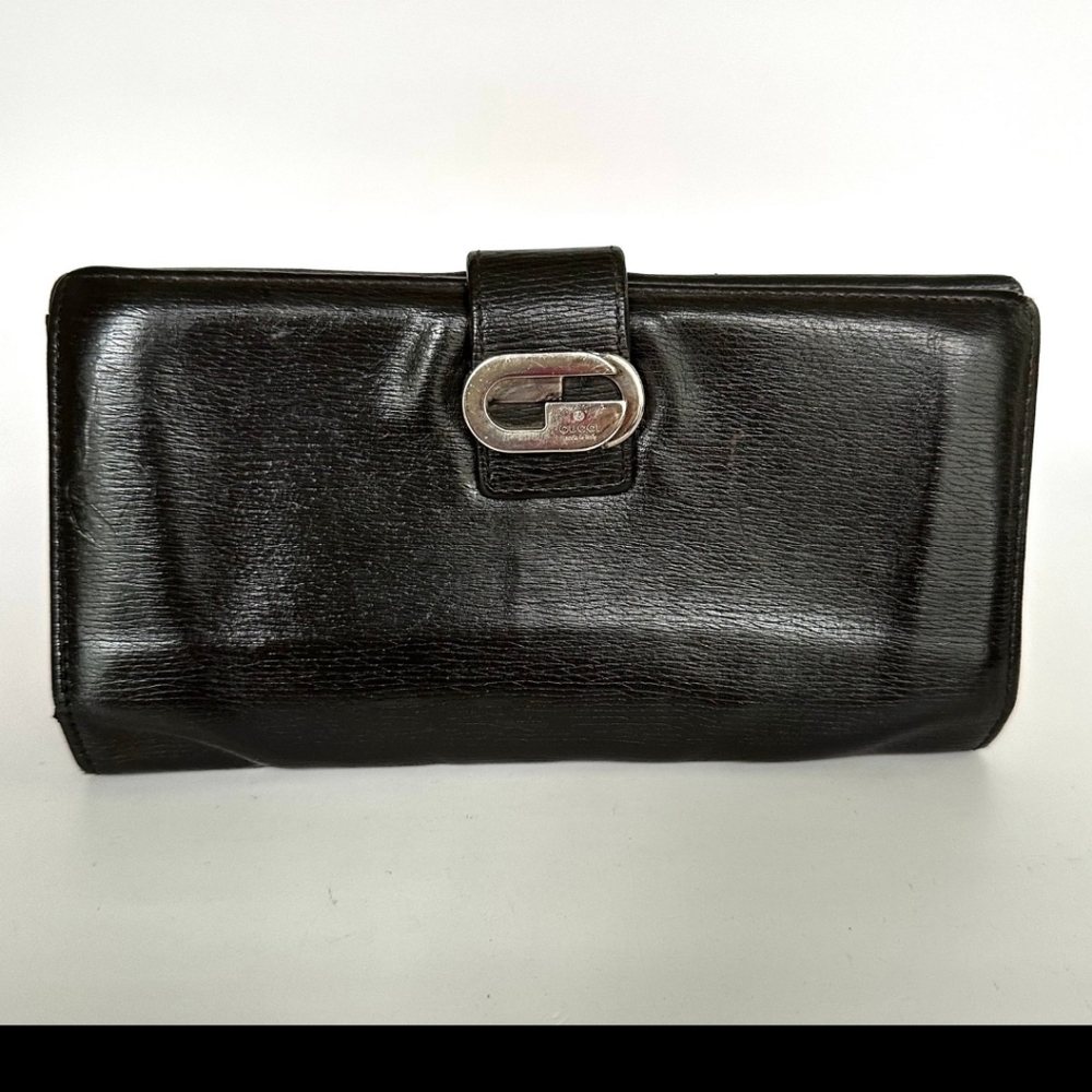Gucci Black Leather Wallet with Silver Details